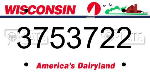 3753722 Wisconsin License Plate