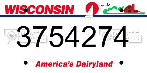 3754274 Wisconsin License Plate