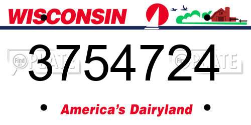 3754724 Wisconsin License Plate