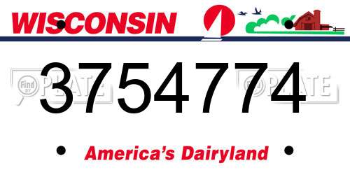 3754774 Wisconsin License Plate