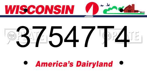 37547T4 Wisconsin License Plate