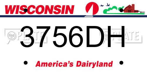 3756DH Wisconsin License Plate