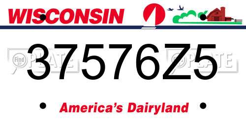 37576Z5 Wisconsin License Plate