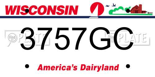 3757GC Wisconsin License Plate