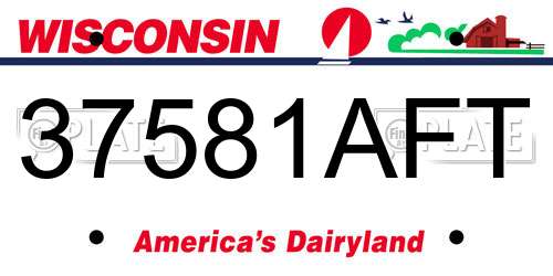 37581AFT Wisconsin License Plate