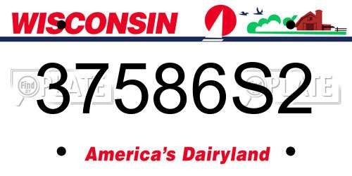 37586S2 Wisconsin License Plate