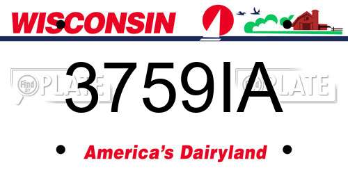 3759IA Wisconsin License Plate