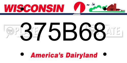 375B68 Wisconsin License Plate