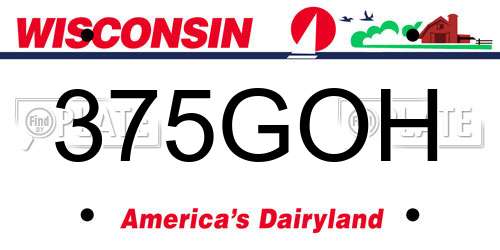 375GOH Wisconsin License Plate