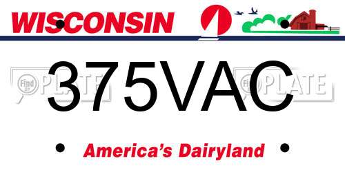 375VAC Wisconsin License Plate