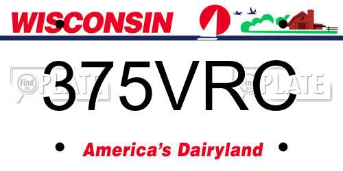 375VRC Wisconsin License Plate