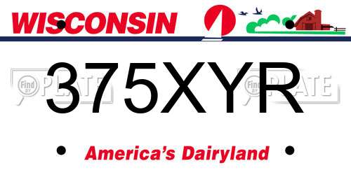 375XYR Wisconsin License Plate