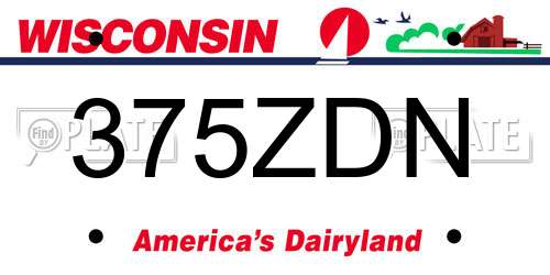 375ZDN Wisconsin License Plate