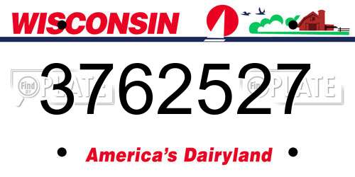 3762527 Wisconsin License Plate