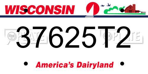 37625T2 Wisconsin License Plate