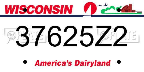 37625Z2 Wisconsin License Plate