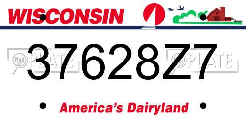 37628Z7 Wisconsin License Plate