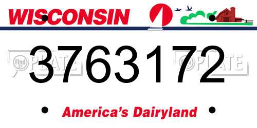 3763172 Wisconsin License Plate