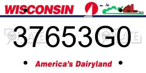 37653G0 Wisconsin License Plate