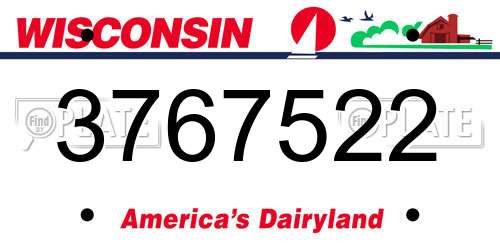 3767522 Wisconsin License Plate