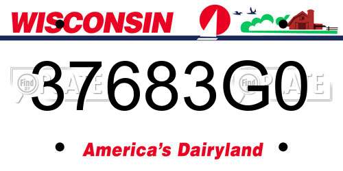 37683G0 Wisconsin License Plate