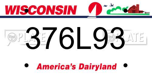 376L93 Wisconsin License Plate
