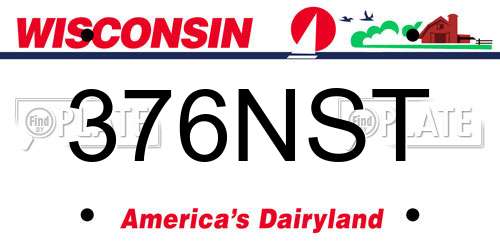 376NST Wisconsin License Plate