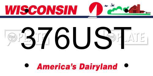 376UST Wisconsin License Plate
