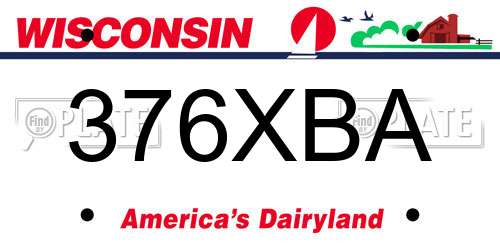 376XBA Wisconsin License Plate