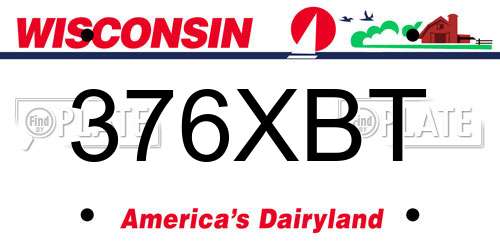 376XBT Wisconsin License Plate