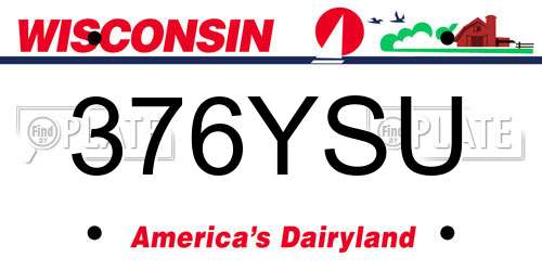 376YSU Wisconsin License Plate