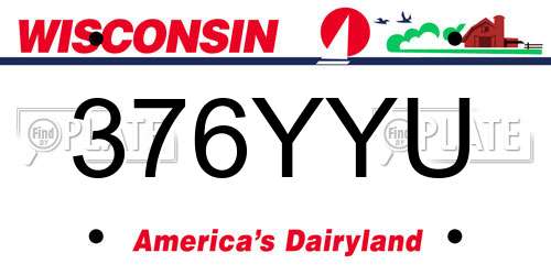 376YYU Wisconsin License Plate