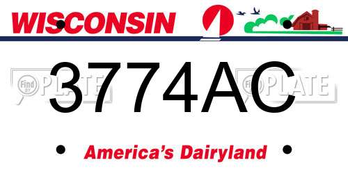3774AC Wisconsin License Plate