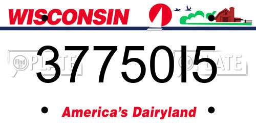 37750I5 Wisconsin License Plate