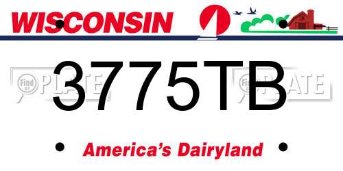 3775TB Wisconsin License Plate