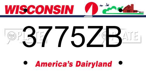 3775ZB Wisconsin License Plate
