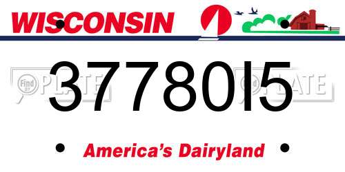 37780I5 Wisconsin License Plate
