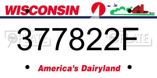 377822F Wisconsin License Plate