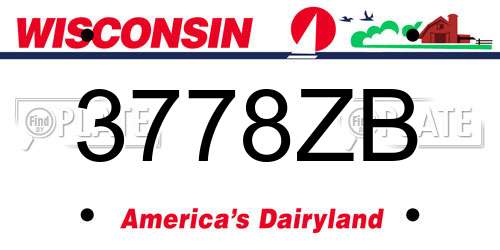 3778ZB Wisconsin License Plate
