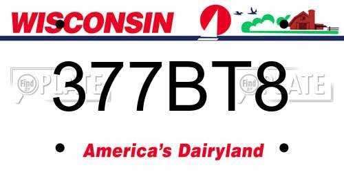 377BT8 Wisconsin License Plate