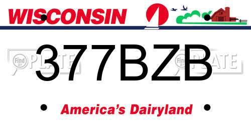 377BZB Wisconsin License Plate