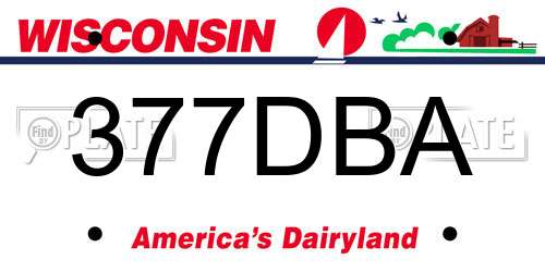 377DBA Wisconsin License Plate