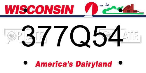 377Q54 Wisconsin License Plate