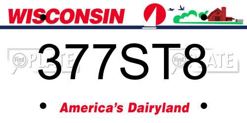 377ST8 Wisconsin License Plate