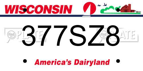 377SZ8 Wisconsin License Plate