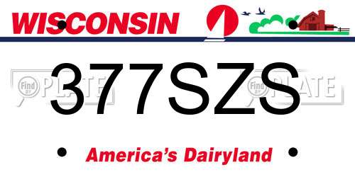 377SZS Wisconsin License Plate