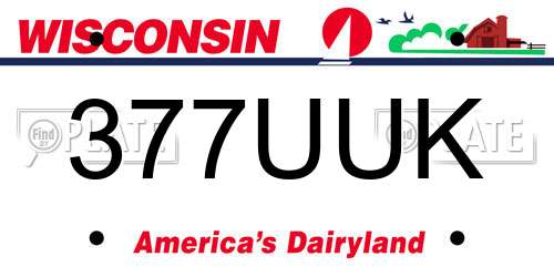 377UUK Wisconsin License Plate
