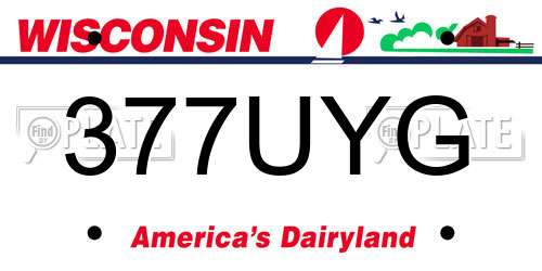 377UYG Wisconsin License Plate