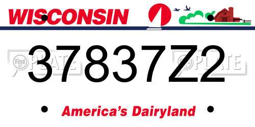 37837Z2 Wisconsin License Plate