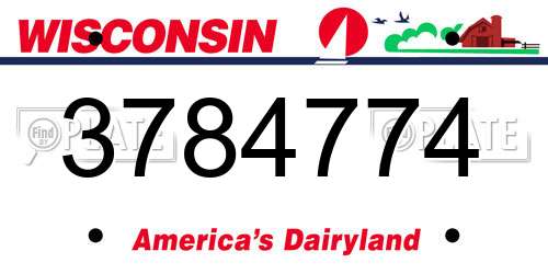 3784774 Wisconsin License Plate